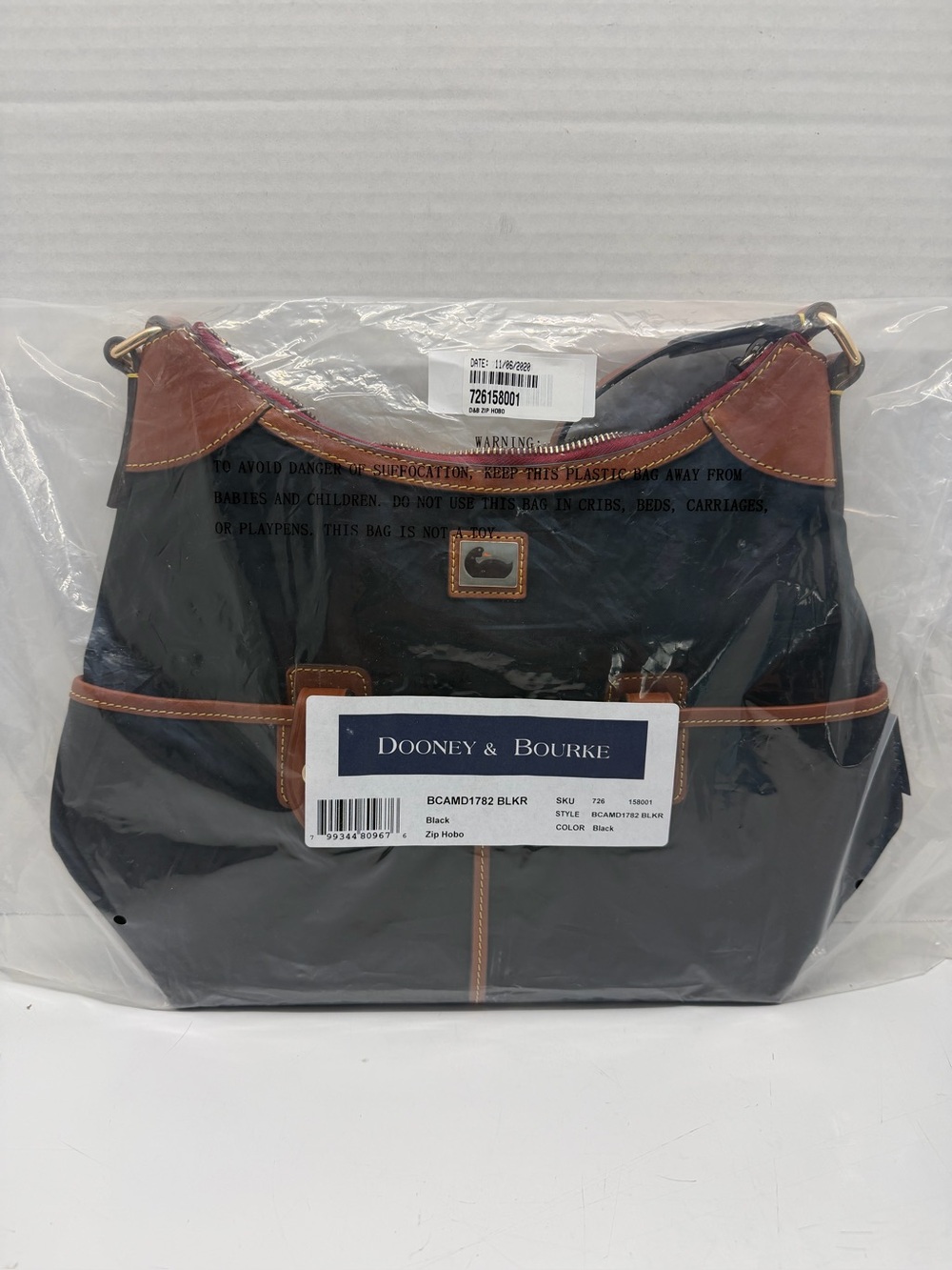 Dooney & Bourke Wayfarer Nylon Zip Hobo with Leather Trim